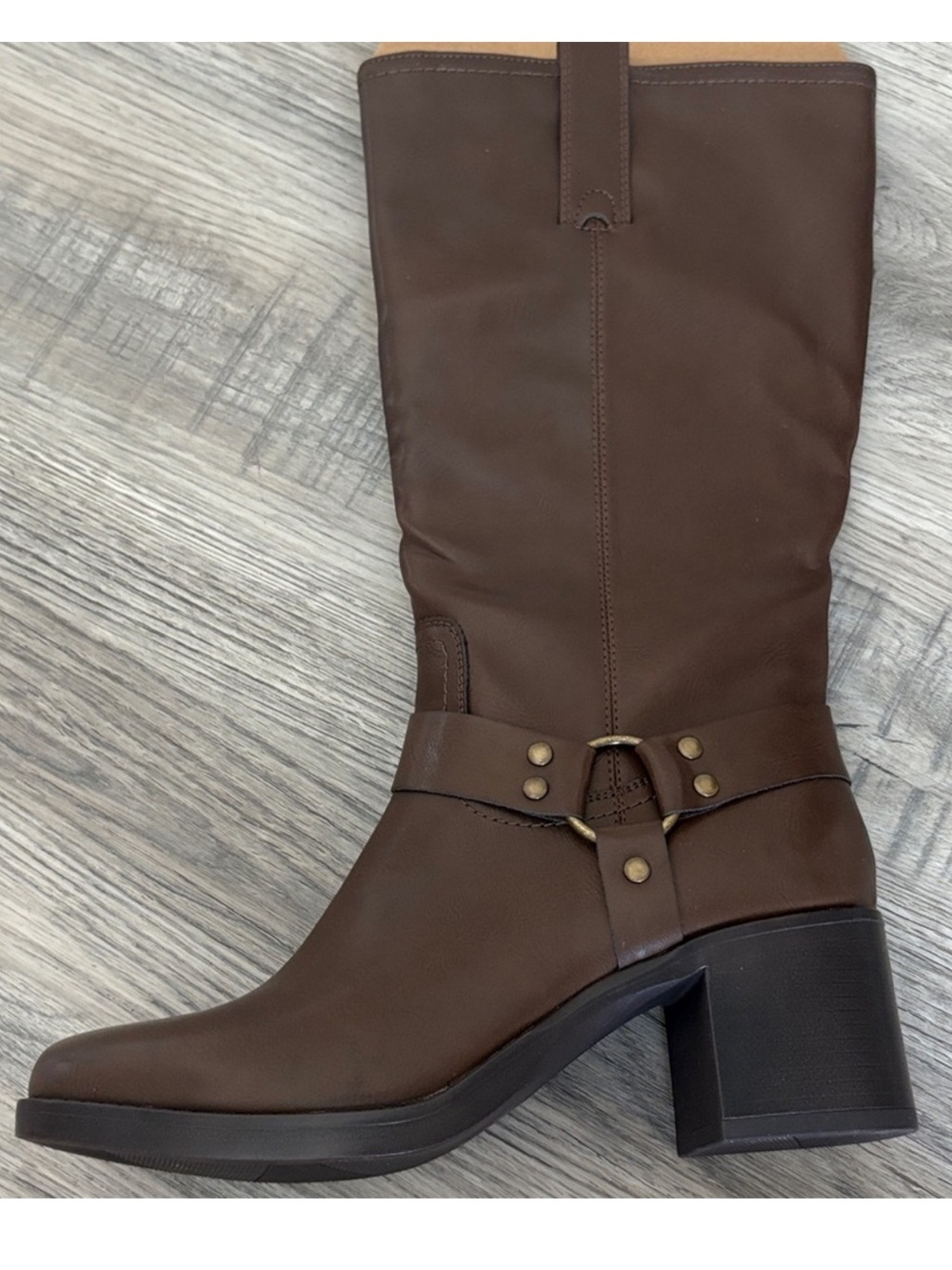 Frye & Co Cedar Nica Stacked Heel Harness Boots NEW